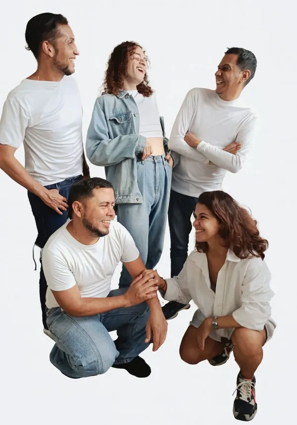 De izqda a dcha., Floorian Iriarte, luis guillermo martinez, euridice Barco, jhorman Vera y la directora, Stephany Herrera