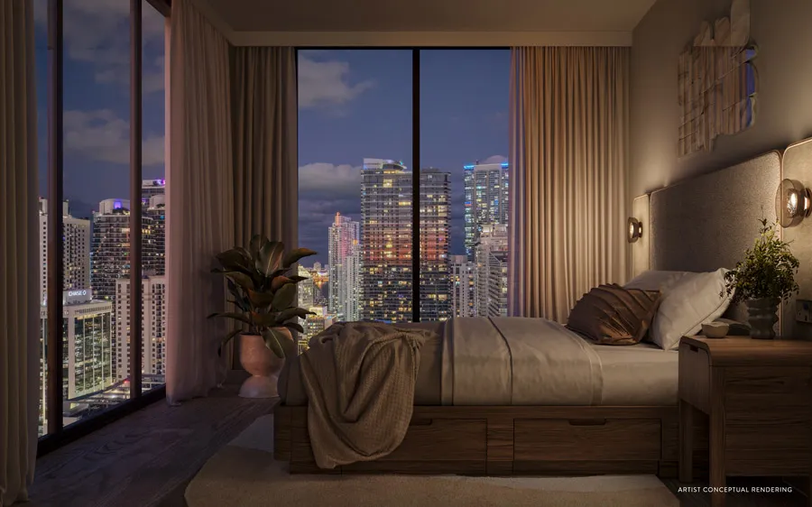 DomusBrickellCenter_Interior_Bedroom Line14 Night UB