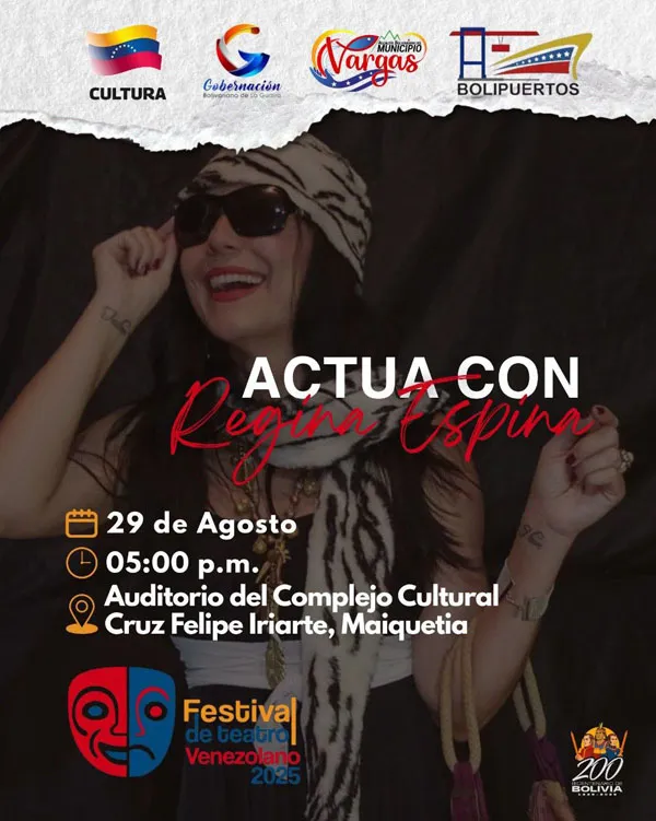 Regina Espina en el Festival de Teatro Venezolano.  Flyer